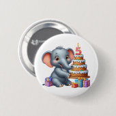 かわいい象の5歳の誕生日 缶バッジ (正面&裏面)