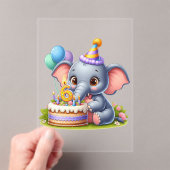 かわいい象の6歳の誕生日 アクリル招待状 (インサイチュ (ポータブル))