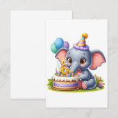 かわいい象の6歳の誕生日 エンクロージャーカード (正面/裏面)