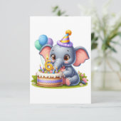 かわいい象の6歳の誕生日 エンクロージャーカード (スタンド正面)