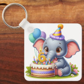 かわいい象の6歳の誕生日 キーホルダー (正面)