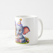 かわいい象の6歳の誕生日 コーヒーマグカップ (正面右)