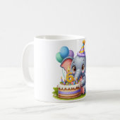 かわいい象の6歳の誕生日 コーヒーマグカップ (正面左)