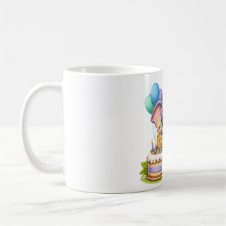 かわいい象の6歳の誕生日 コーヒーマグカップ