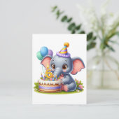 かわいい象の6歳の誕生日 サンキューカード (スタンド正面)