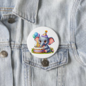 かわいい象の6歳の誕生日 缶バッジ (インサイチュ)