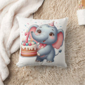 かわいい象の7歳の誕生日 クッション (ブランケット)