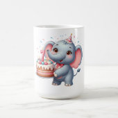 かわいい象の7歳の誕生日 コーヒーマグカップ (中央)
