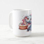 かわいい象の7歳の誕生日 コーヒーマグカップ (正面左)