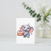 かわいい象の7歳の誕生日 コーリングカード (スタンド正面)
