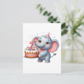 かわいい象の7歳の誕生日 案内ポストカード (スタンド正面)