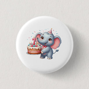 かわいい象の7歳の誕生日 缶バッジ