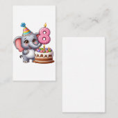 かわいい象の8歳の誕生日 エンクロージャーカード (正面/裏面)
