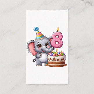 かわいい象の8歳の誕生日 エンクロージャーカード