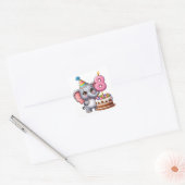 かわいい象の8歳の誕生日 スクエアシール (封筒)