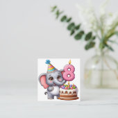 かわいい象の8歳の誕生日 スクエア名刺 (スタンド正面)