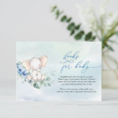 かわいい象ほこりっぽい青いフローラブックリクエスト エンクロージャーカード (スタンド正面)