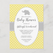 かわいい象イエロー水玉模様ニュートラルベビーシャワー インビテーションポストカード (正面)