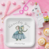 かわいい象ガールベビーシャワー紙プレート ペーパープレート (パーティー)