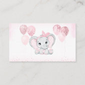 かわいい象ガール赤ちゃんシャワーベビー エンクロージャーカード (裏面)