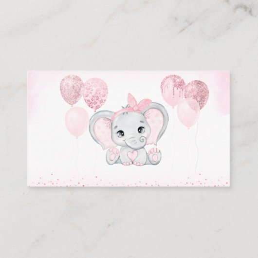 かわいい象ガール赤ちゃんシャワーベビー エンクロージャーカード (裏面)