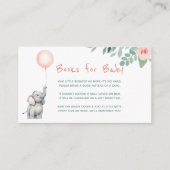 かわいい象ガール赤ちゃんシャワーベビー エンクロージャーカード (正面)