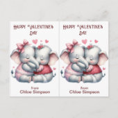 かわいい象キッズバレンタインパーティー教室カード ポストカード (正面)