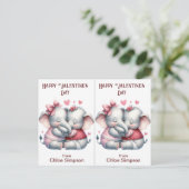 かわいい象キッズバレンタインパーティー教室カード ポストカード (スタンド正面)