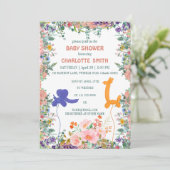 かわいい象キリンのバルーンフローラの赤ちゃんシャワー 招待状 (スタンド正面)