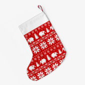 かわいい象クリスマスセーター柄のフェスティバル スモールクリスマスストッキング (裏面 (吊り時))
