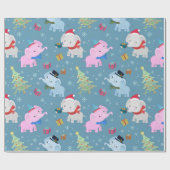 かわいい象クリスマスパターン包み紙 ラッピングペーパー (フラット)