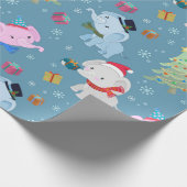 かわいい象クリスマスパターン包み紙 ラッピングペーパー (角)