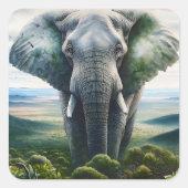 かわいい象クローズアップ スクエアシール (正面)