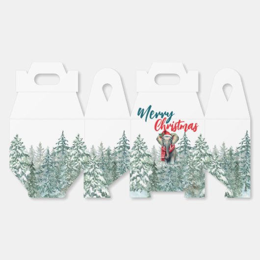 かわいい象サンタワイルドクリスマスツリーメリークリスマス フェイバーボックス (見開き)