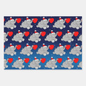 かわいい象サンタ ラッピングペーパーシート (正面)