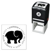 かわいい象シルエット戻りラベル セルフインキングスタンプ (インサイチュ)