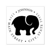 かわいい象シルエット戻りラベル セルフインキングスタンプ (デザイン)
