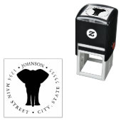 かわいい象シルエット戻りラベル セルフインキングスタンプ (インサイチュ)