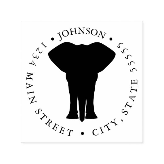 かわいい象シルエット戻りラベル セルフインキングスタンプ (デザイン)