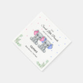 かわいい象ツインガールボーイ男の子ベビーシャワーパーティー スタンダードカクテルナプキン (角)