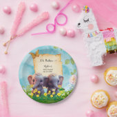 かわいい象ツインズベビーシャワーブルーカスタムフローラ ペーパープレート (パーティー)