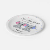 かわいい象ツイン女の子の男の子の赤ちゃんシャワー ペーパープレート (アングル)