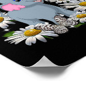 かわいい象デイジーフラワーバタフライ ポスター (角)