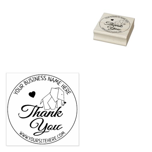 かわいい象ハンドメイド小規模企業ありがとう ラバースタンプ (押印)