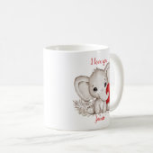 かわいい象ハートバレンタインパーソナライズされた愛 コーヒーマグカップ (正面右)