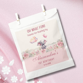 かわいい象バルーンピンク赤ちゃん女の子1歳の誕生日 フェイバーバッグ