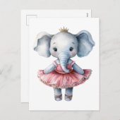 かわいい象バレリーナ踊りバレエ シーズンポストカード (正面/裏面)