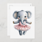 かわいい象バレリーナ踊りバレエ シーズンポストカード (正面/裏面)