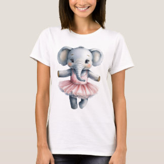 かわいい象バレリーナ踊りバレエ Tシャツ