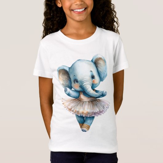 かわいい象バレリーナ踊りバレエ Tシャツ (正面)